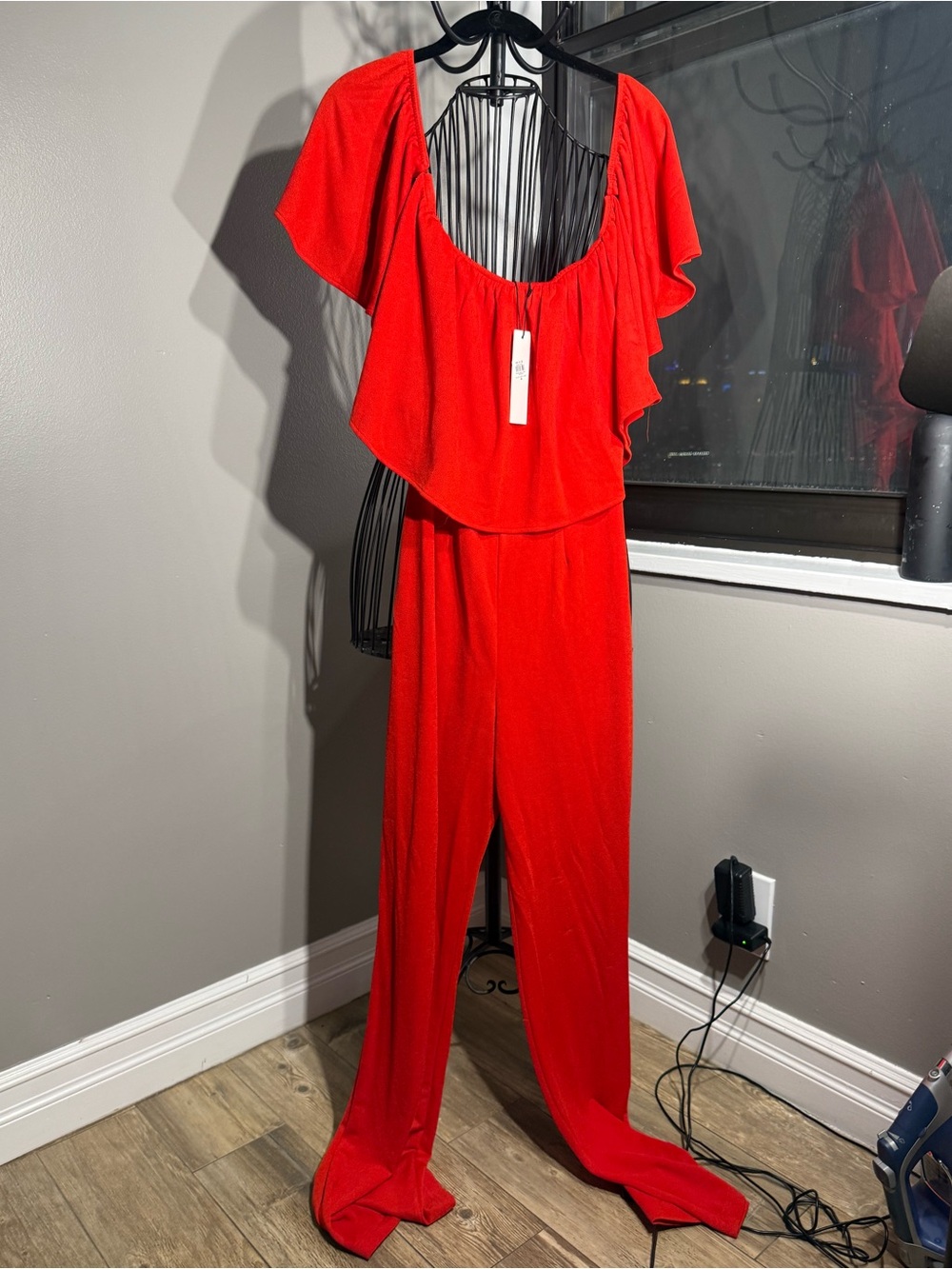 Red Women's Off-Shoulder Jumpsuit
